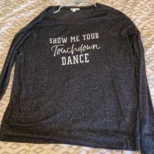 A grey, Large “show me your touchdown dance” sweater